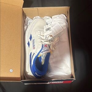 Reebok Classic White and Blue Shoes